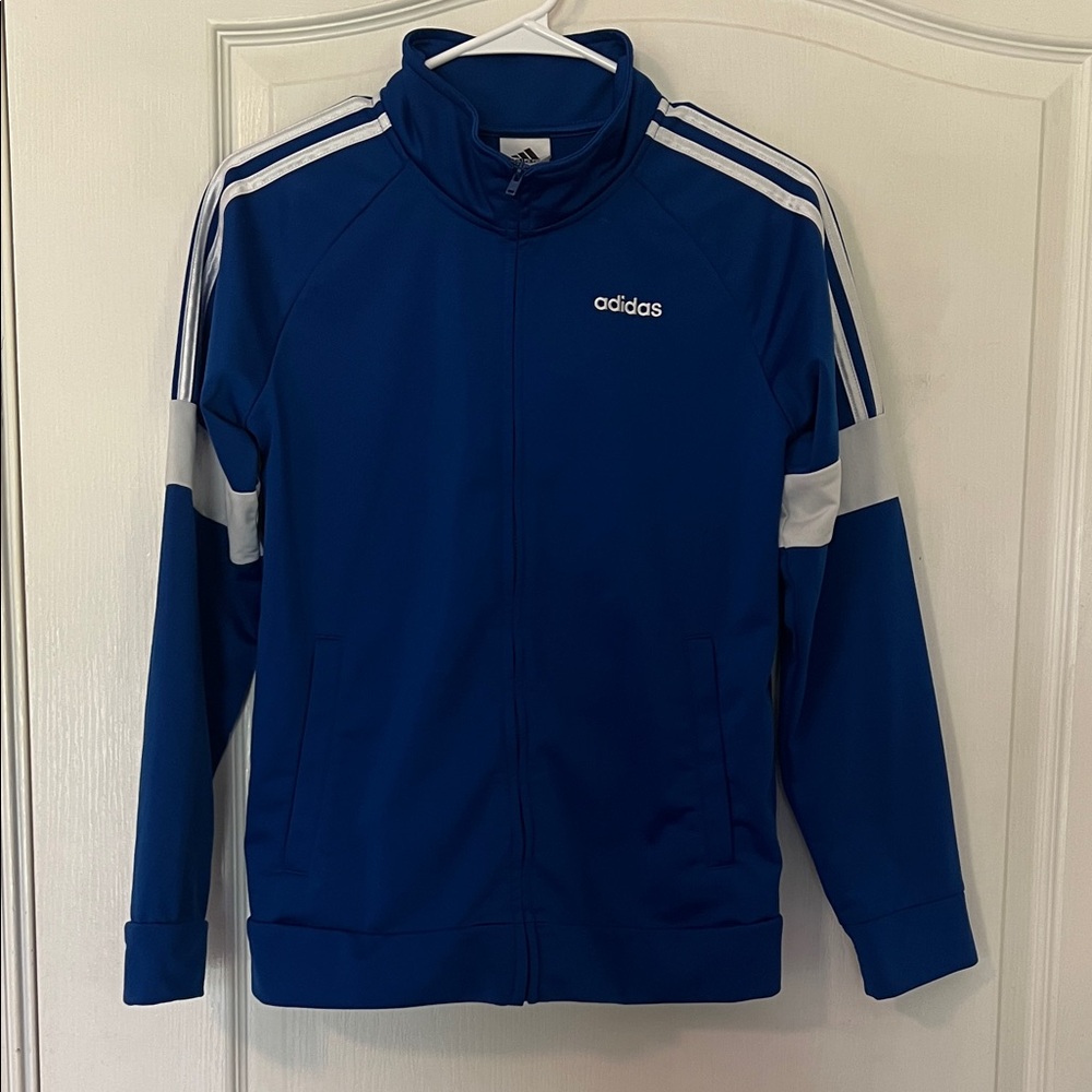 Adidas Royal Blue Track Jacket with White Stripes